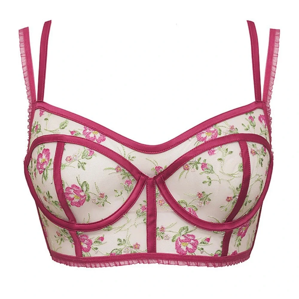 For Love & Lemons Camila Longline Bra Burgundy Medium NWT